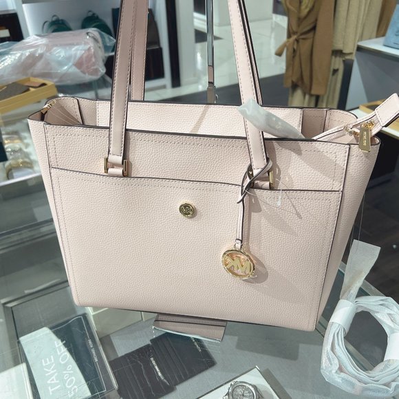 Michael Kors Maisie Large Pebbled Leather 3-in-1 Tote Bag Powder Blush - Picture 5 of 8